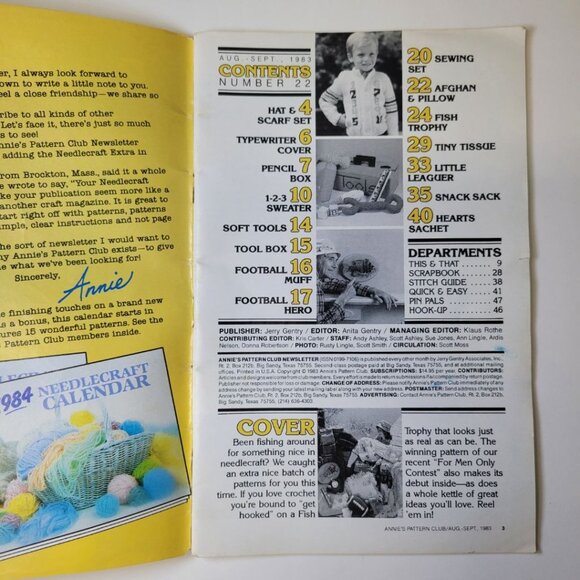 Annies Pattern Club No 22 Needle Craft Newsletter Booklet Hooked Pillow 1983 - Picture 3 of 9